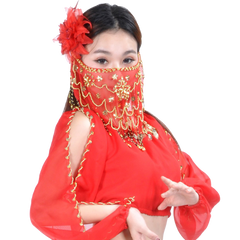 BellyLady Belly Dance Tribal Face Veil With Beads