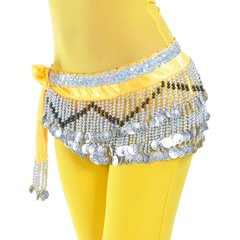 BellyLady Multi-Row Belly Dance Hip scarf Silver Coins Belly Dancing Skirt