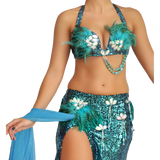 Turquoise Sequined Feather