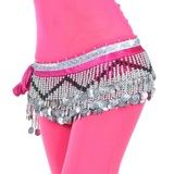 BellyLady Multi-Row Belly Dance Hip scarf Silver Coins Belly Dancing Skirt