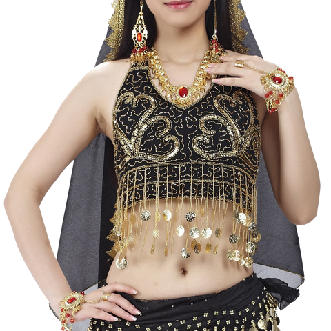 BellyLady Tribal Belly Dance Costume Halter Gold